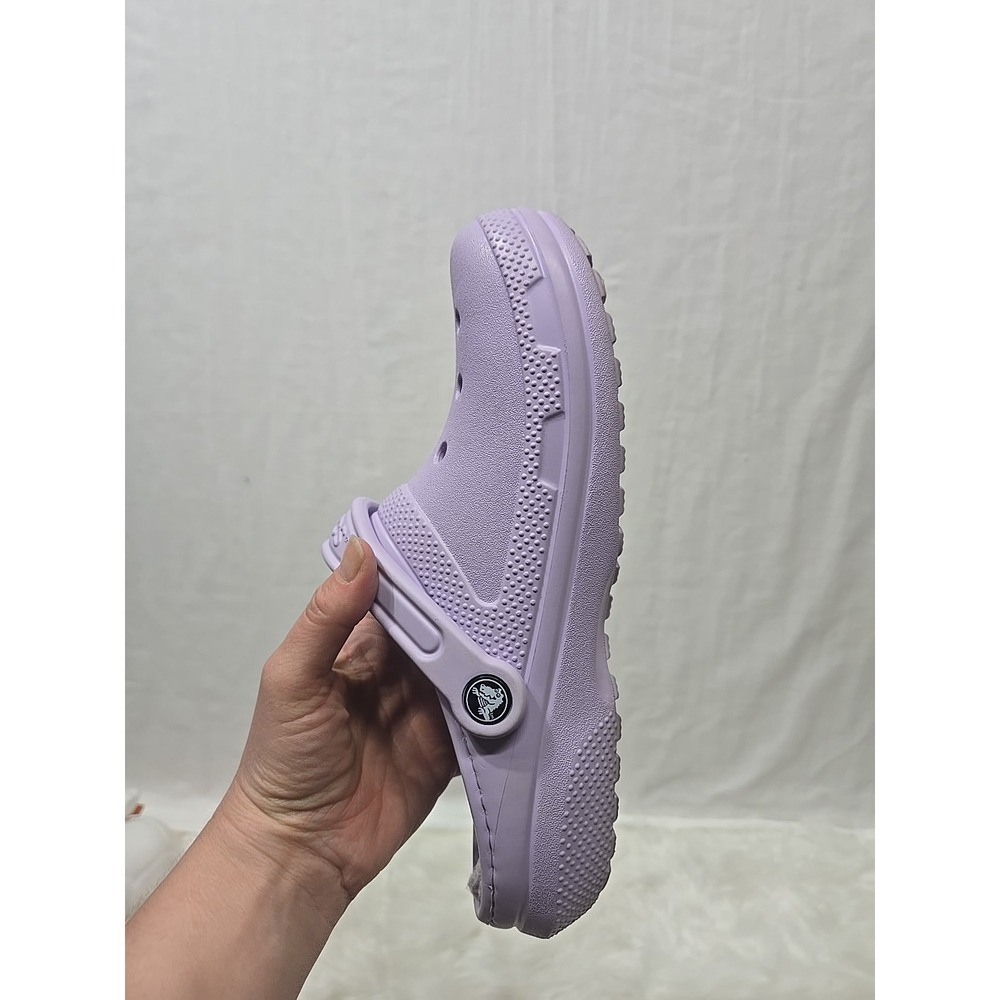 Crocs Classic Fleece Lined Purple Clogs Slip On Shoes M6 W8 - Picture 7 of 9